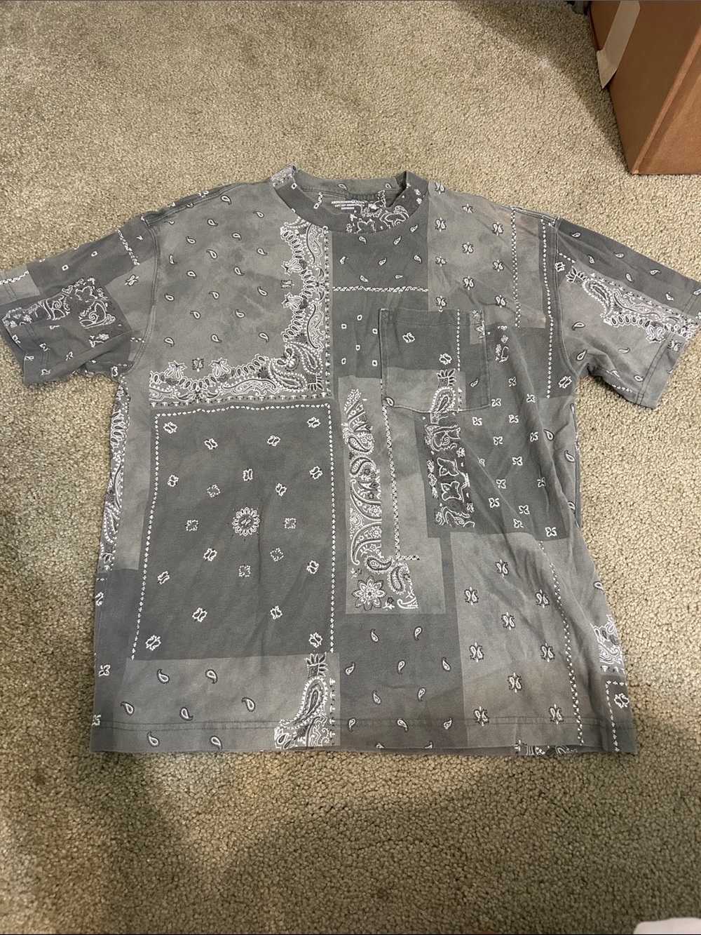 Abercrombie Men's Green Bandana Patchwork Short Sleeve tshirt size medium